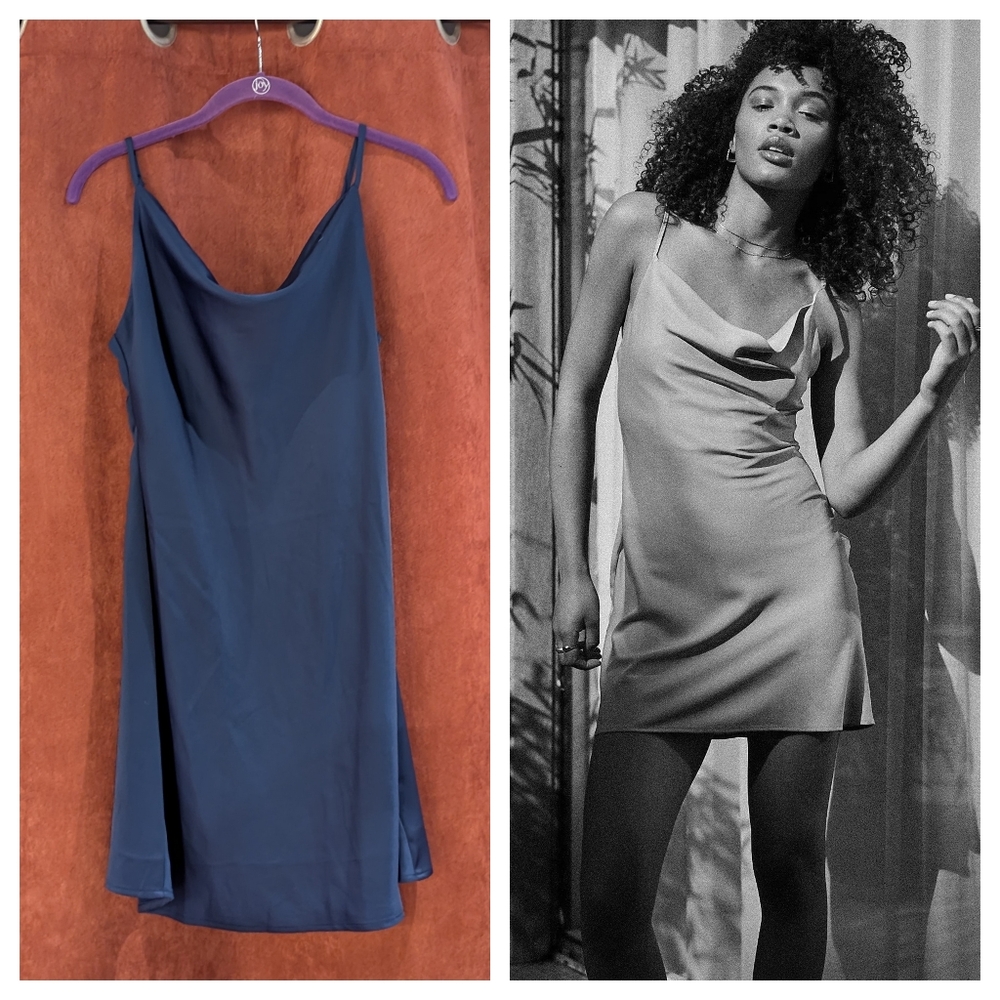 UO Mallory Cowl Slip Mini Dress